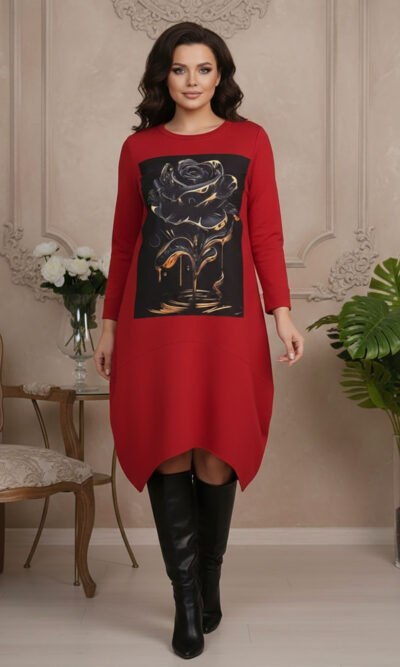 Haljina 48 YoYo deblja winter felpa - red