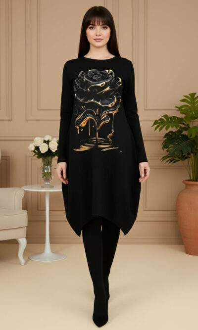 Haljina 48 YoYo deblja winter felpa - black