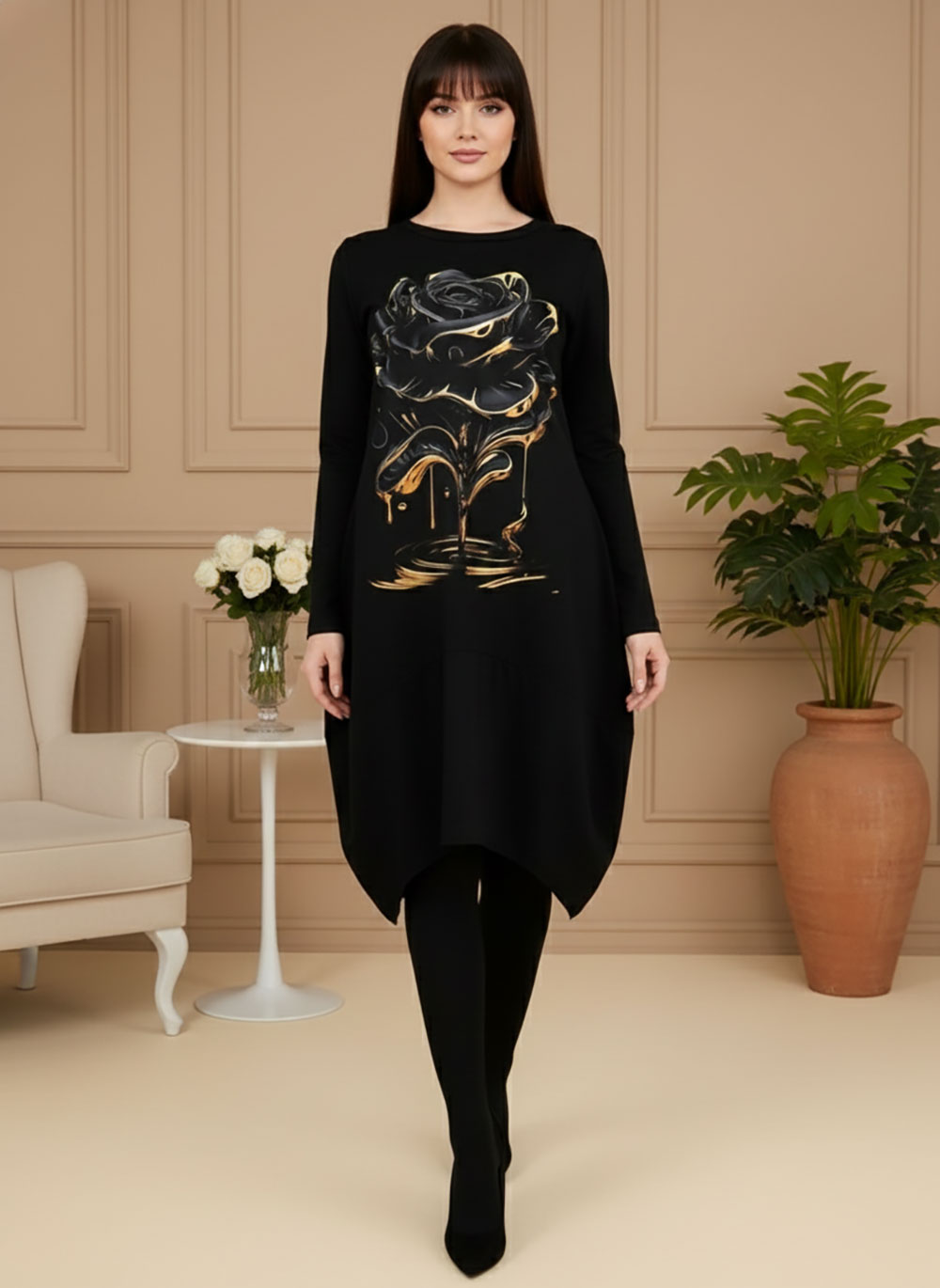 Haljina 48 YoYo deblja winter felpa - black