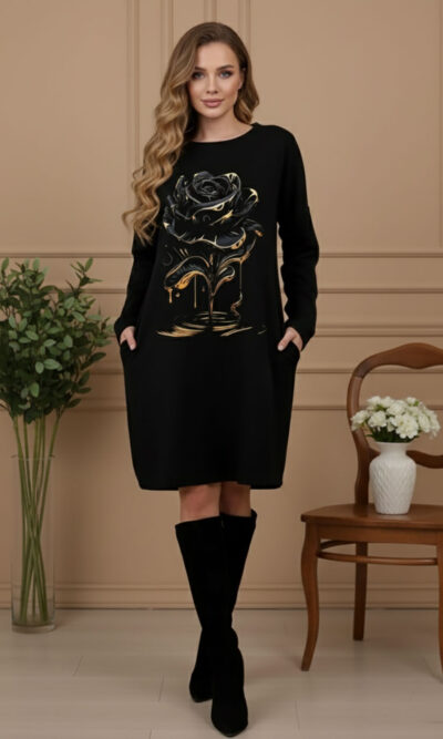 Haljina 46 Tigre deblja winter felpa - black