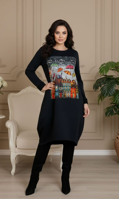 Haljina 48 YoYo deblja winter felpa - black