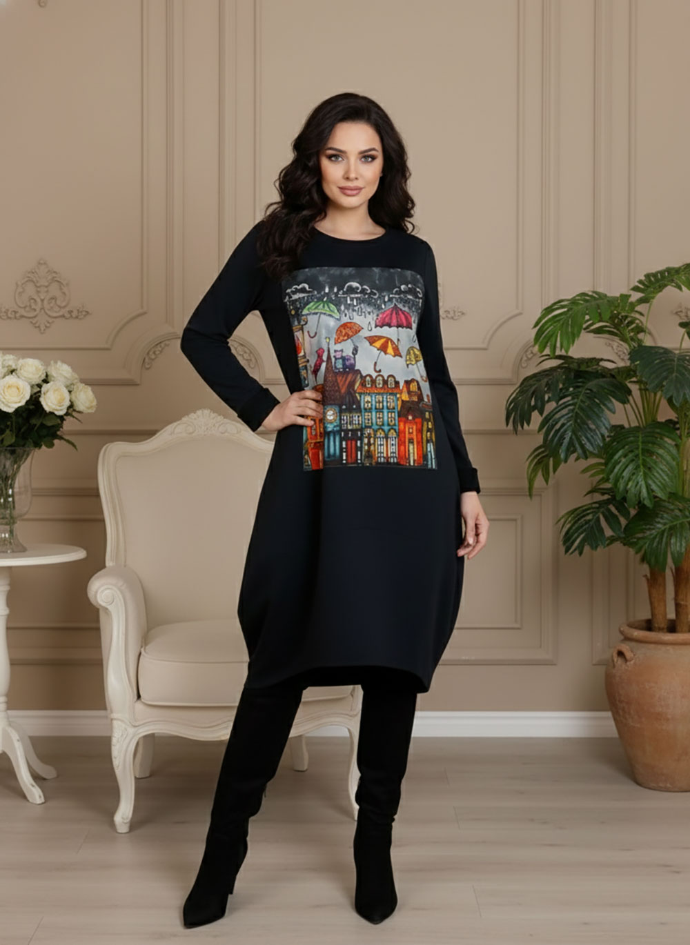 Haljina 48 YoYo deblja winter felpa - black