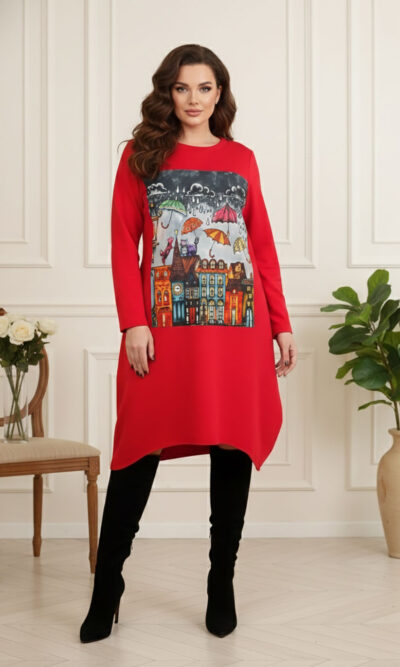 Haljina 48 YoYo deblja winter felpa - red