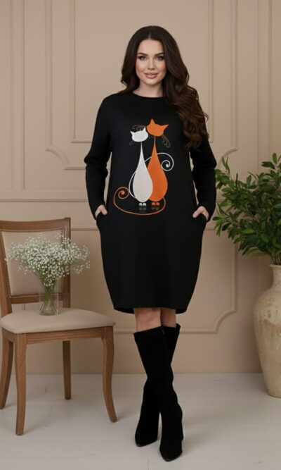 Haljina 46 Tigre deblja winter felpa - black