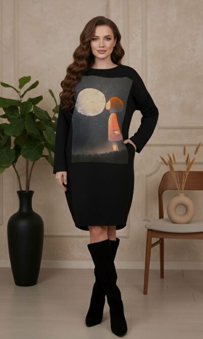 Haljina 46 Tigre deblja winter felpa - black