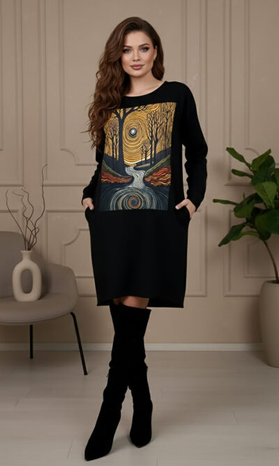 Haljina 46 Tigre deblja winter felpa - black