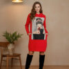 Haljina 48 El Hood - felpa brushed red - Girl With Rose