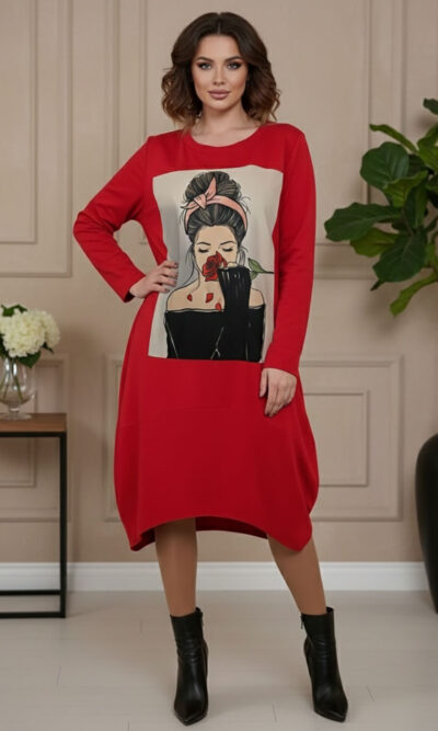 Haljina 48 YoYo deblja winter felpa - red