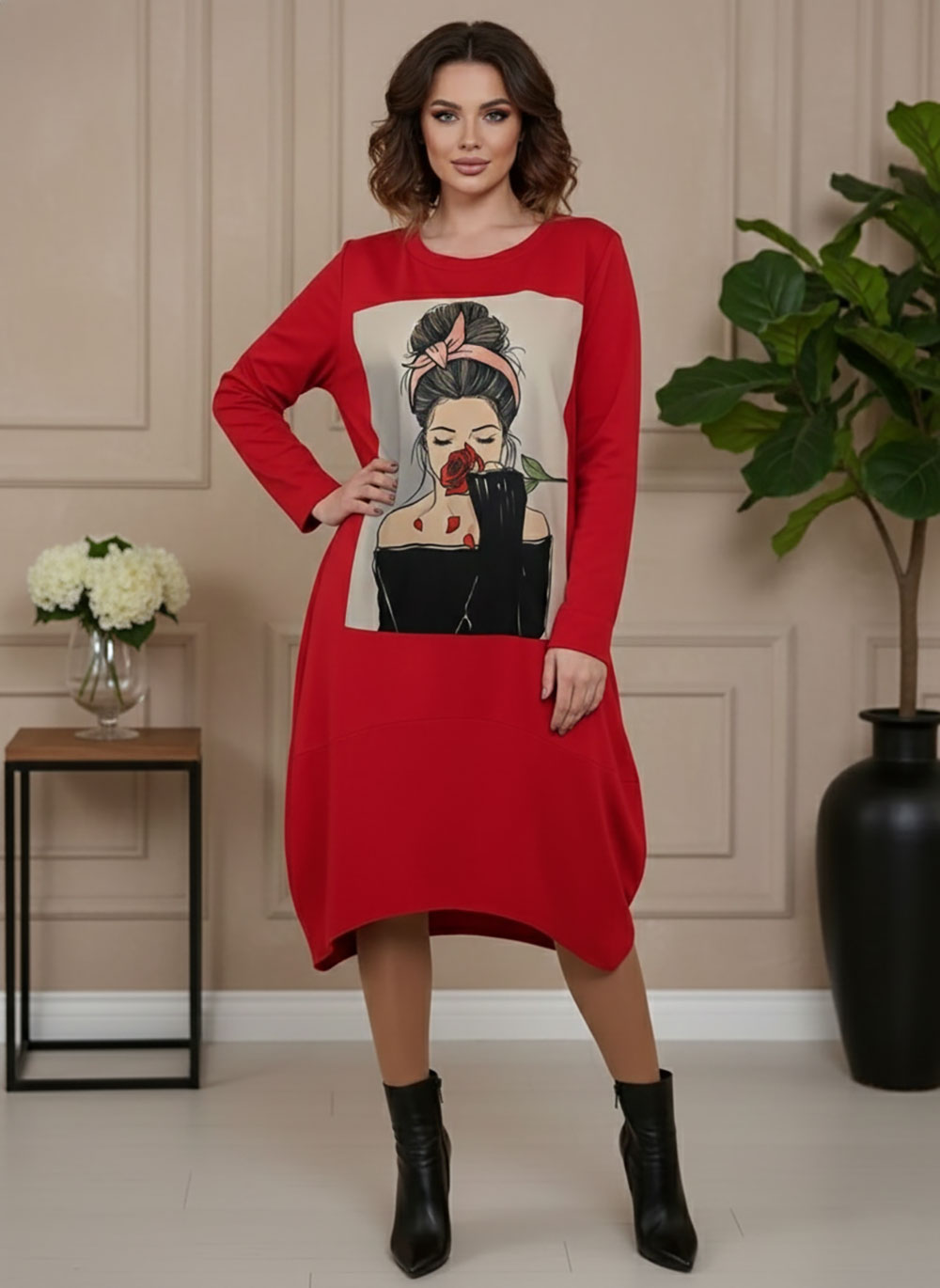 Haljina 48 YoYo deblja winter felpa - red