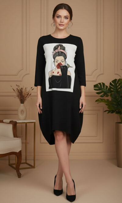 Haljina 48 YoYo deblja winter felpa - black