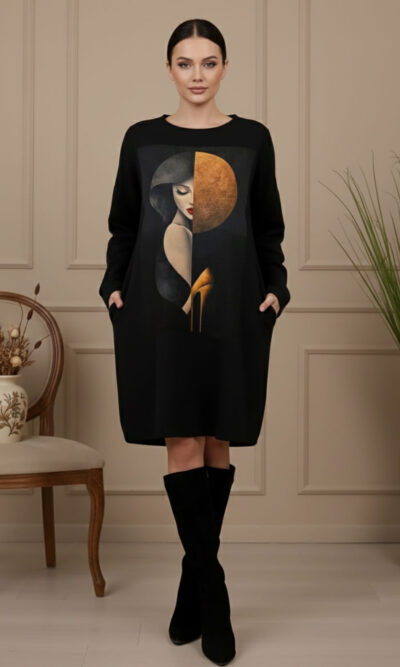 Haljina 46 Tigre deblja winter felpa - black