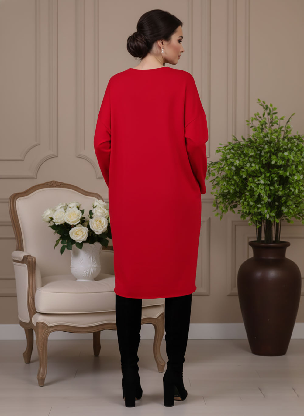 Haljina 46 Tigre deblja winter felpa - red