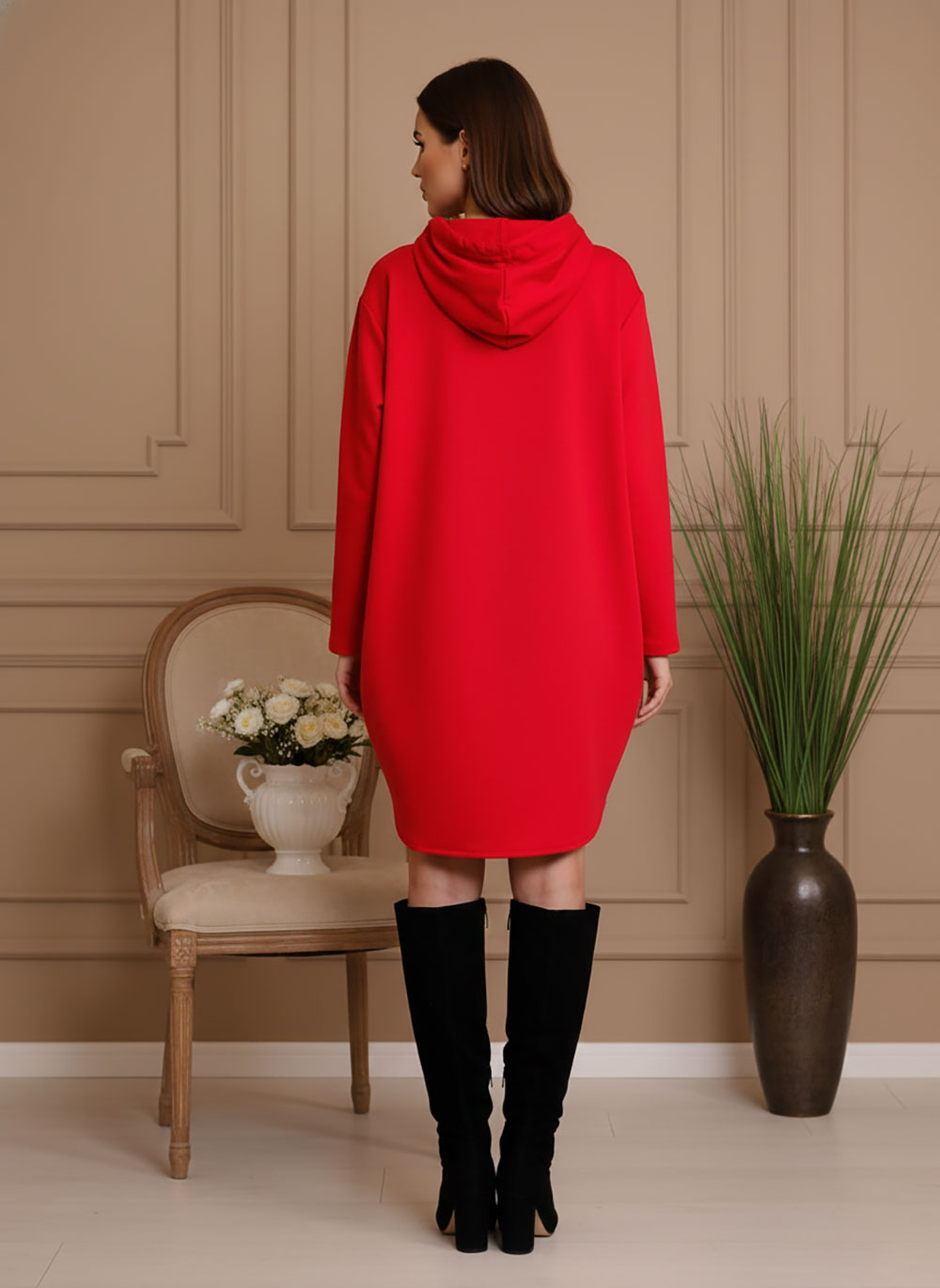 Haljina 48 El Hood deblja winter felpa - red - Slika 3