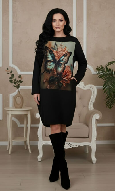 Haljina 46 Tigre deblja winter felpa - black