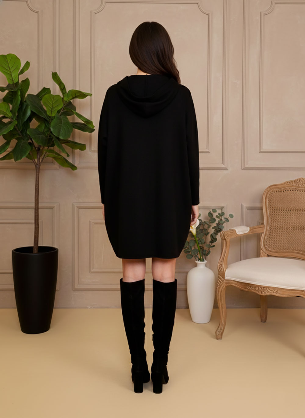 Haljina 48 El Hood deblja winter felpa - black - Slika 3