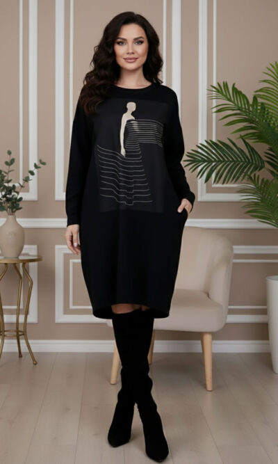 Haljina 46 Tigre deblja winter felpa - black