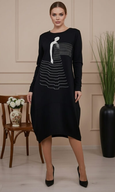 Haljina 48 YoYo deblja winter felpa - black