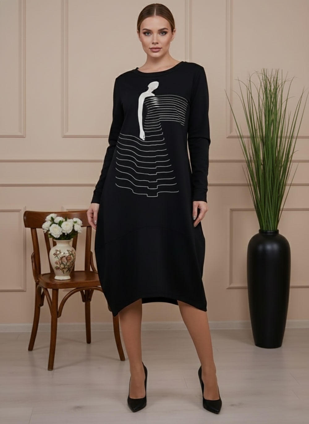 Haljina 48 YoYo deblja winter felpa - black