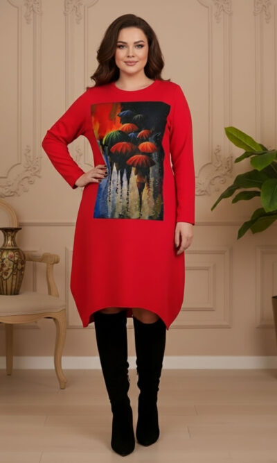 Haljina 48 YoYo deblja winter felpa - red