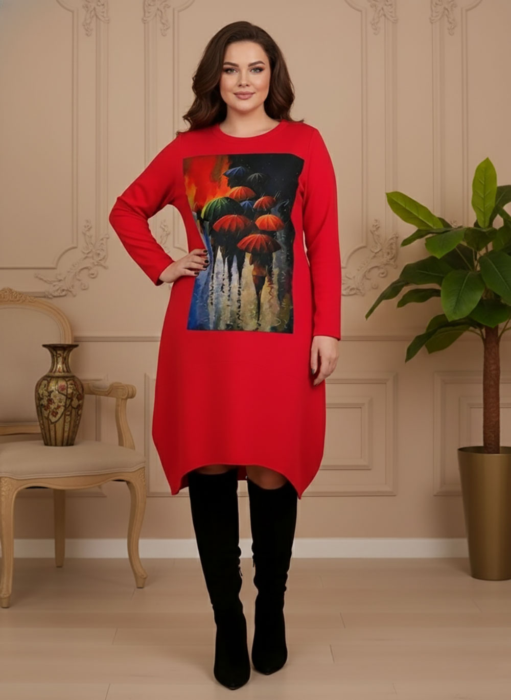 Haljina 48 YoYo deblja winter felpa - red