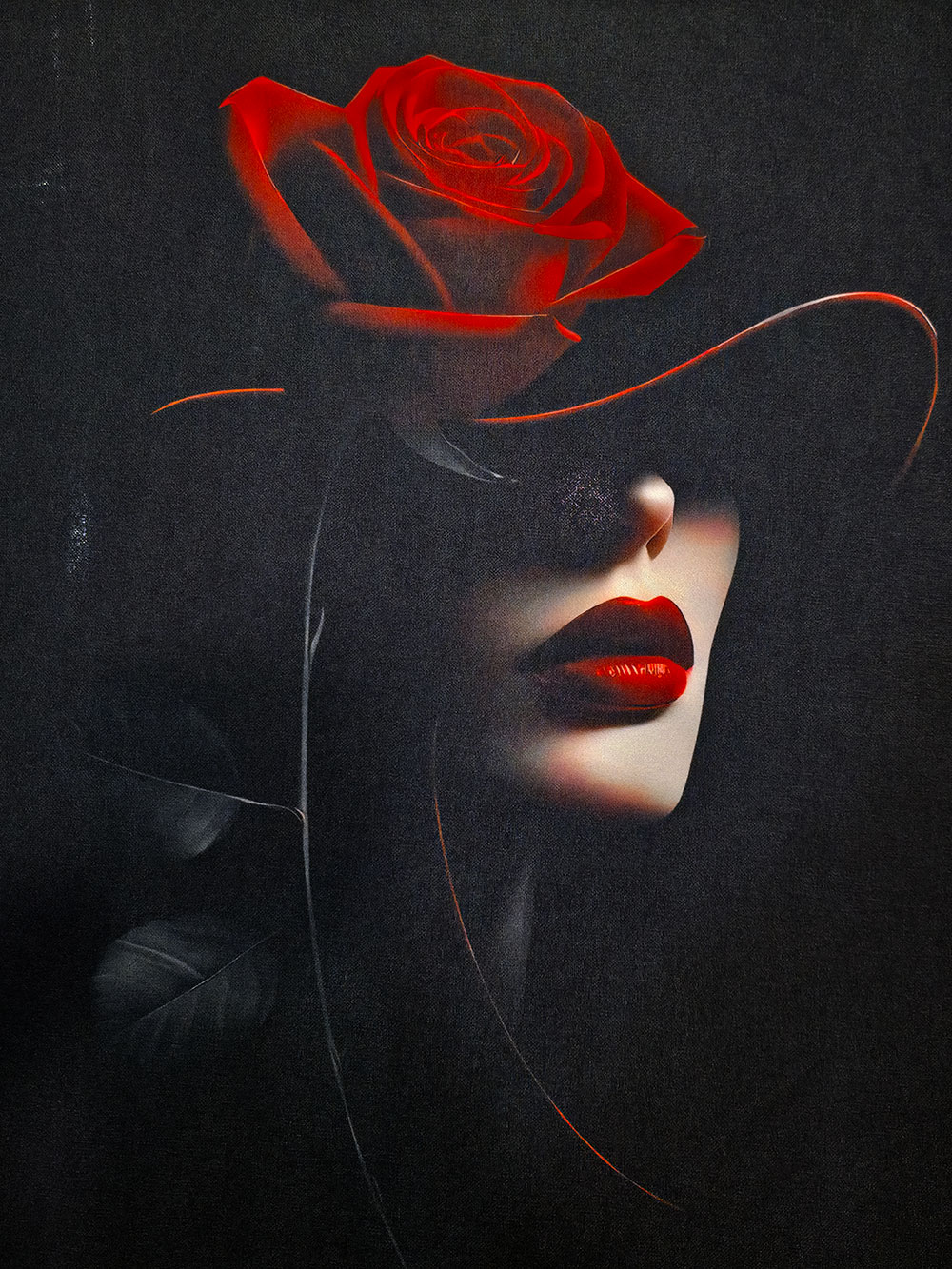 Haljina 48 El Hood - felpa brushed black - Red Lips/Rose