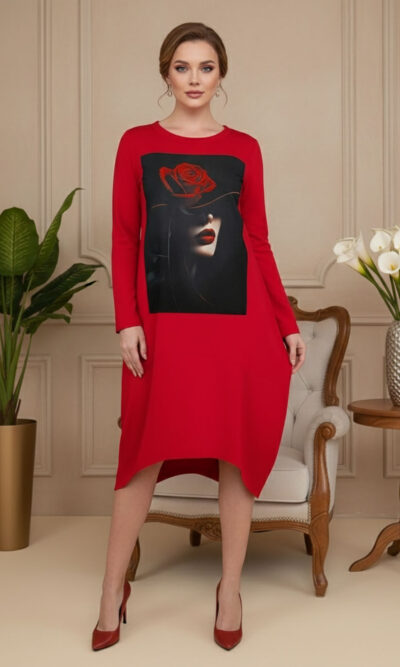 Haljina 48 YoYo deblja winter felpa - red