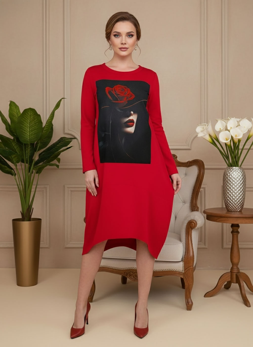 Haljina 48 YoYo deblja winter felpa - red