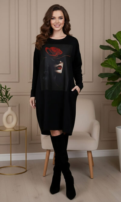 Haljina 46 Tigre deblja winter felpa - black