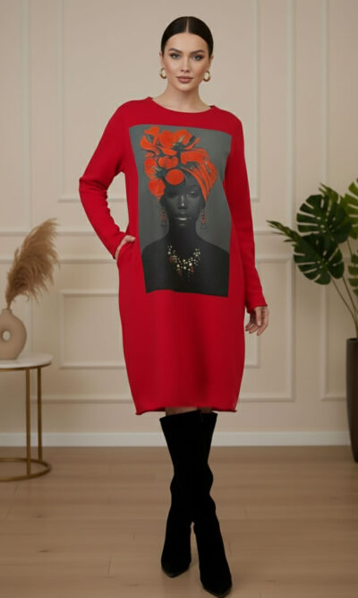 Haljina 46 Tigre deblja winter felpa - red