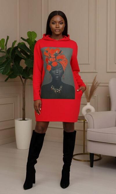 Haljina 48 El Hood - felpa brushed red - Red Turban