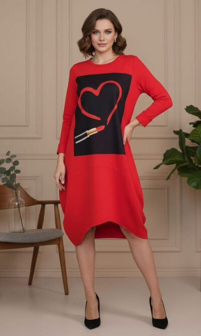 Haljina 48 YoYo deblja winter felpa - red