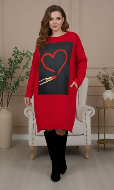 Haljina 46 Tigre deblja winter felpa - red