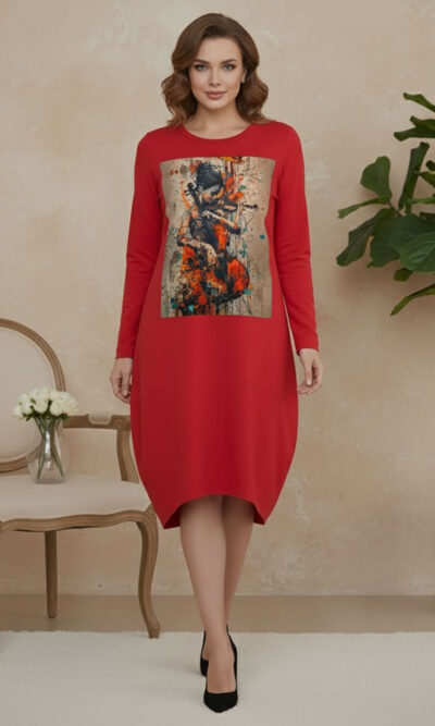 Haljina 48 YoYo deblja winter felpa - red